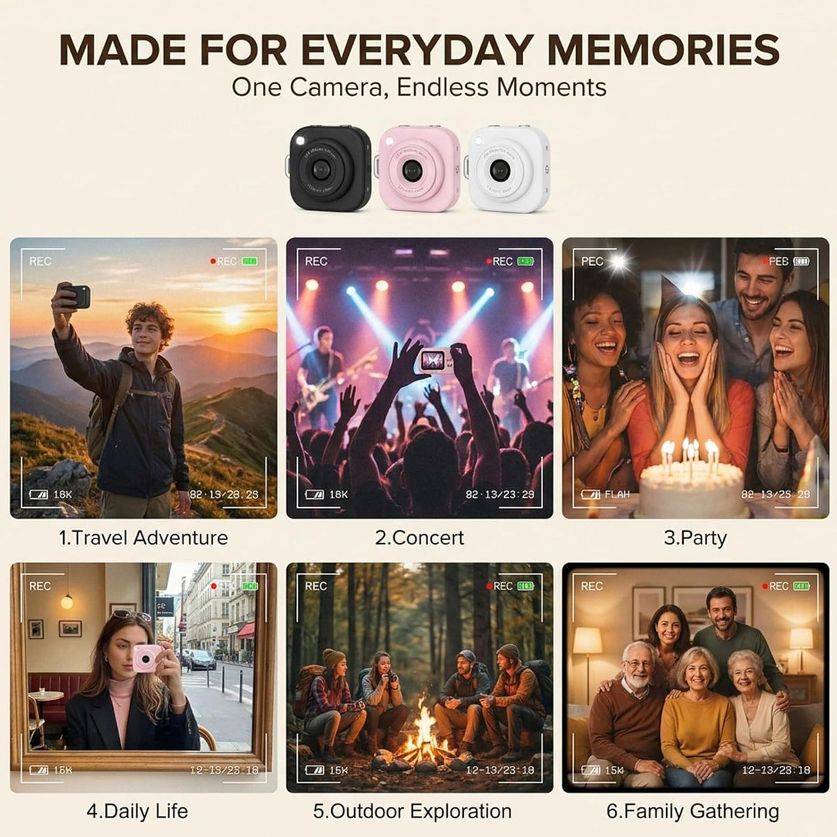 Mini appareil photo numérique porte-clés, 1080p, avec carte mémoire de 32 Go
