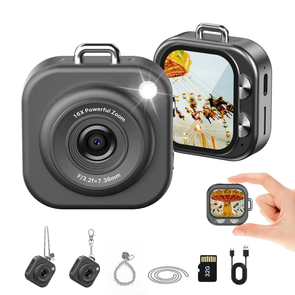 Mini appareil photo numérique porte-clés, 1080p, avec carte mémoire de 32 Go