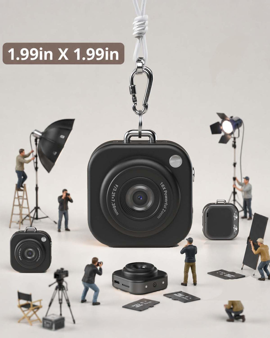 Mini appareil photo numérique porte-clés, 1080p, avec carte mémoire de 32 Go