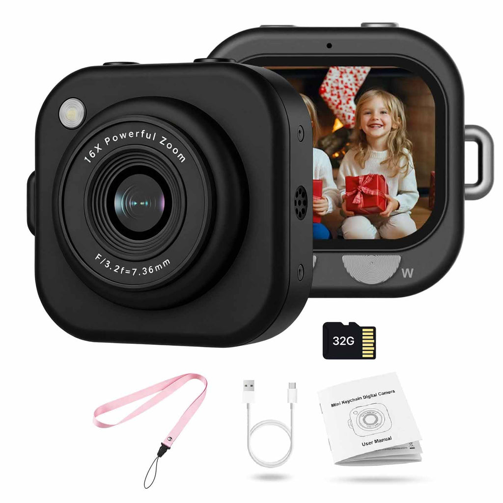 Mini appareil photo numérique porte-clés, 1080p, avec carte mémoire de 32 Go