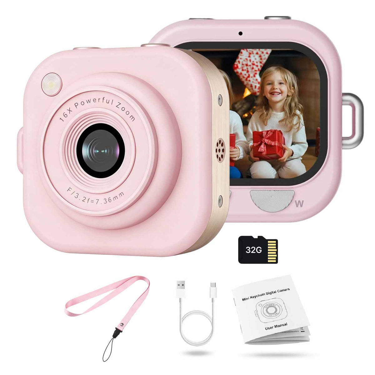Mini appareil photo numérique porte-clés, 1080p, avec carte mémoire de 32 Go